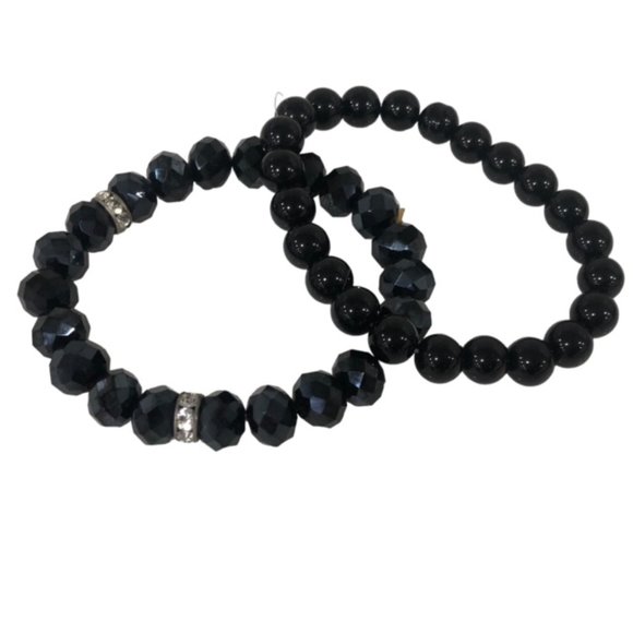 2 Pcs Set Stretchy Bead Bracelets For Women Black - Picture 5 of 5